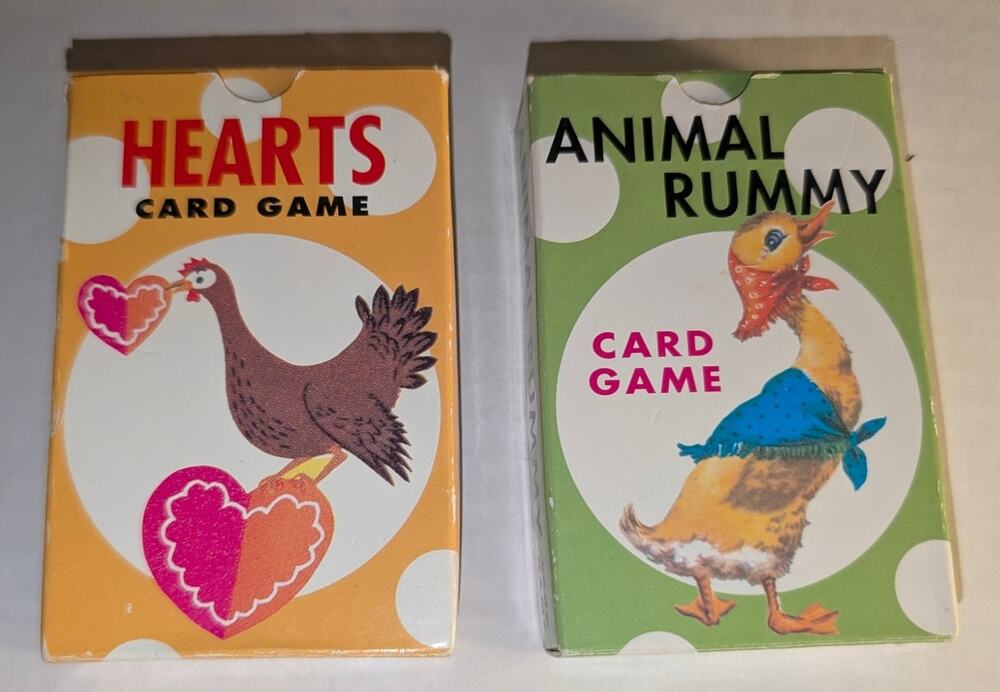 Vintage 2002 Lot 2 Children's Card Games Mint Animal Rummy Hearts